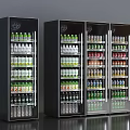 Commercial Display Refrigerators With Glass Doors Filled With Various Beverages