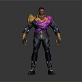 Man In Futuristic 3D Model Design With Purple Pink Outfit And Yellow Orange Shoulder Armor