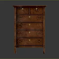 Vintage Dark Brown Wooden Chest Of Drawers With Brass Handles And Polished Finish