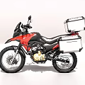 Red and Black Adventure Motorcycle With Side Cases and Storage Compartments
