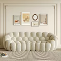 Modern Multiplayer Sofa Cream Double Sofa 3d model