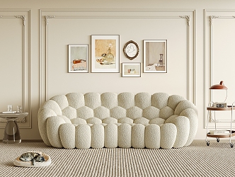 Modern Multiplayer Sofa Cream Double Sofa 3d model