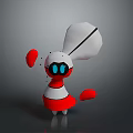 Stylized Game Movie Character With White And Red Body Large Ears Blue Eyes Red Limbs