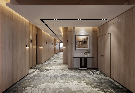 Modern Away Hotel Corridor 3d model