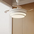 Modern Interior Design With White Ceiling Fan Light And Wooden Wall Blinds