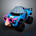 Playful Kids Furniture With Toy Car Design Blue Pink Decorative Elements And Wheels