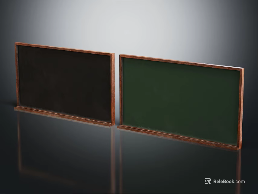 Wooden Frame Wall Hanging Chalkboards With Black And Green Surfaces 3d model 