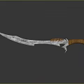 Decorative Medieval Sword With Engraved Metal Blade And Brown Wooden Handle
