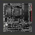 Modern Gaming Motherboard Featuring Black PCB Red LED Lighting Heat Sinks And CPU Socket