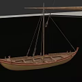 Classic Wooden Boat With Mast Ropes And Traditional Wooden Structure Design
