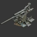 Vintage Artillery Weapon With Long Barrel Mounted Metal Base And Operating Components 3d model