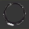 Elegant Bracelet With Black Leaf Design Large Clear Gemstone And Small Diamonds 3d model