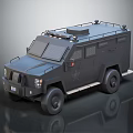 Black Armored Vehicle With Robust Design Roof Mounted Equipment And Star Emblem