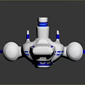 Futuristic 3D White And Blue Cosmic Spaceship Model For Interstellar Exploration Missions
