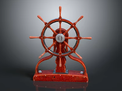 Vintage Wooden Ship Wheel Clock Decorative Ornament Set for Home Decor 3d model