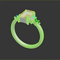 Stylish Silver Ring With Square Gemstone And Decorative Shiny Band Design 3d model