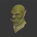 Detailed Green Fantasy Orc Creature Tusked Head 3D Character Model Render
