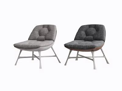 Modern Gray Single Sofa With Cushioned Seats And Metal Legs Design 3d model