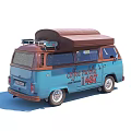 Vintage Blue And Brown Coffee Mobile Van With Retro Design And 1487 Sign