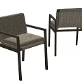 Modern Outdoor Chair With Gray Cushion And Woven Backrest Metal Frame