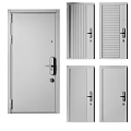 Modern Interior Doors Featuring White Panels Black Frames And Various Textured Patterns 3d model