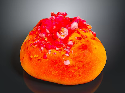 Fresh Ripe Pomegranate With Juicy Red Arils On Vibrant Orange Skin 3d model