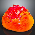 Fresh Ripe Pomegranate With Juicy Red Arils On Vibrant Orange Skin