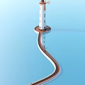 Scenic White Lighthouse Tower With Curved Pathway Along Blue Waterfront Background 3d model