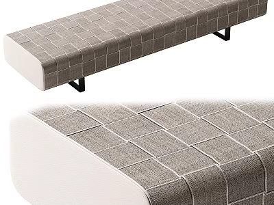 Gray Checkered Fabric Lazy Sofa With Long Design And Comfortable Surface Texture 3d model