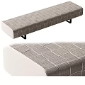 Gray Checkered Fabric Lazy Sofa With Long Design And Comfortable Surface Texture