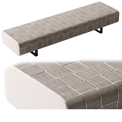 Gray Checkered Fabric Lazy Sofa With Long Design And Comfortable Surface Texture 3d model