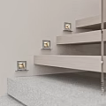 Modern Wall Lights Illuminating Staircase With Wooden Steps And Glass Railing