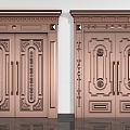 European Style Copper Door Double Door French Door Villa Copper Door 3d model