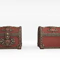Red Ornate Vintage Chests With Intricate Carved Designs And Decorative Lock Details