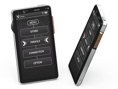 Modern Mobile Phones With Touch Screen Menu Interface And Physical Buttons 3d model