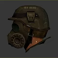 Safety Helmet With Gas Mask And Green Goggles For Protective Wear