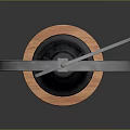 Table Clock With Wooden Dial Metal Frame And Black Orange Base Stand