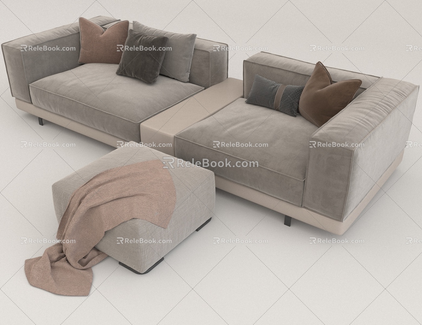 Living room fabric sofa 3d model