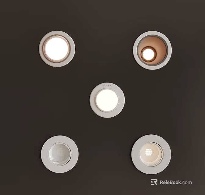 Modern Recessed Round Downlights And Spotlights With Various Design Styles 3d model 