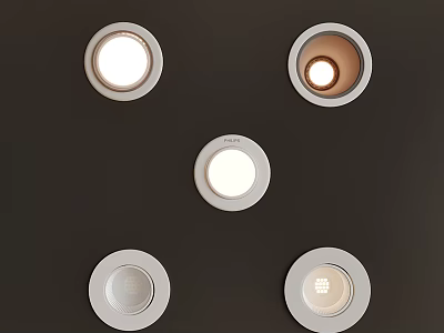 Modern Recessed Round Downlights And Spotlights With Various Design Styles 3d model