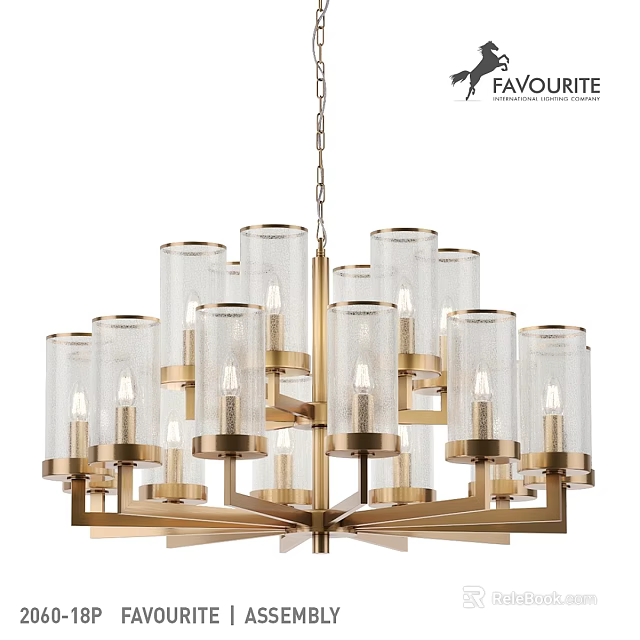 Elegant Modern Chandelier With Brass Frame And Glass Shades For Interior Decor 3d model 