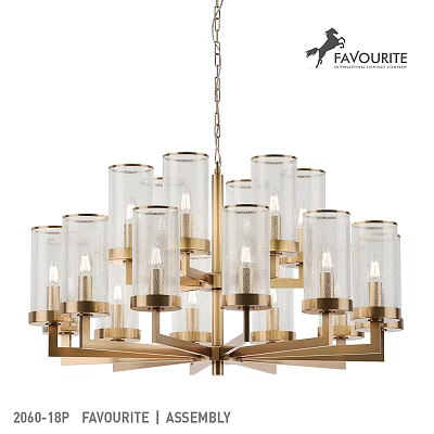 Elegant Modern Chandelier With Brass Frame And Glass Shades For Interior Decor 3d model