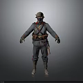 Detailed 3D Model Military Soldier Wearing Uniform Helmet Belt And Backpack