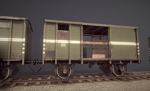 railway covered wagons 3d model