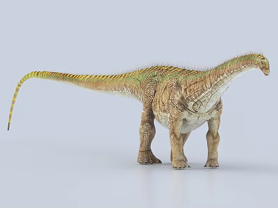 Realistic Dinosaur Model With Long Neck Tail And Green Yellow Skin 3d model