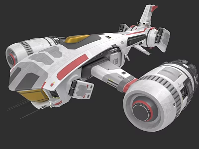 Futuristic Sci Fi Spaceship With White Red Gray Design And Large Thrusters 3d model