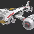 Futuristic Sci Fi Spaceship With White Red Gray Design And Large Thrusters