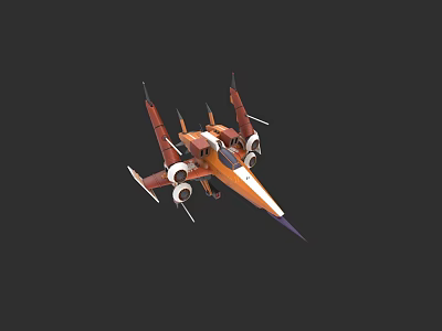 Orange Sci Fi Aircraft With Futuristic Design And White Engines On Black Background 3d model