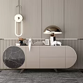 Elegant Modern Entryway Cabinet Sideboard With Marble Decor Table Lamp And Decor Items 3d model