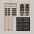 Different Design Window Shutters In Beige And Black With Drawer Features 3d model